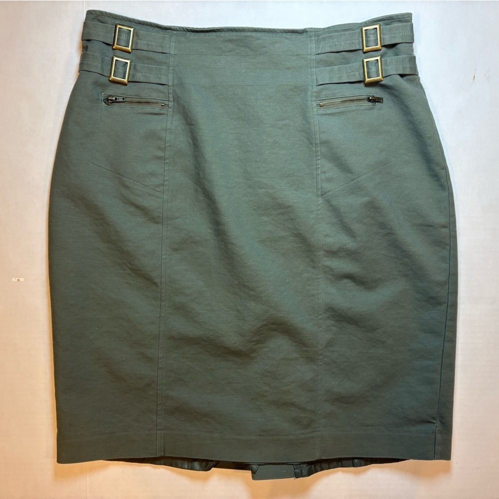 Worthington cotton blend olive green high waist pencil skirt size 18